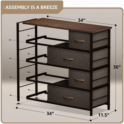 Sorbus Dresser for Bedroom with 8 Drawers - Tall Chest Storage Tower Unit, for Closet, Hallway, Nursery, Entryway Furniture Organization - Steel Frame, Wood Top Easy Pull Bins (Dark Grey)