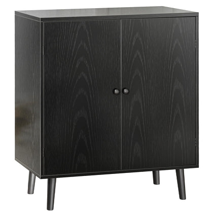 Huuger Buffet Cabinet with Storage, Storage Cabinet with 2 Doors, Black Cabinet with Solid Wood Feet, Sideboard Cabinet Accent Cabinet, for Kitchen, Entryway, Living Room