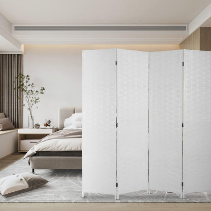 MOMENT Foldable Movable Stretch Room Divider, [200 x 180cm] Fully Hand-woven Entrance Partition, Suitable for Office, Bedroom, Living Room, Hotel Room Wall,[ Color : White]