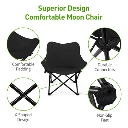 ORCHID M® Camping Chairs, Folding Chairs Foldable Backpacking Chair, Lightweight Compact Moon Shade Chair, Ultra Durable for Hiking, Beach, Lawn with Side Pockets - Ideal for Adults and Kids