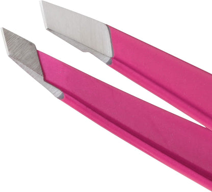 Tweezerman Stainless Steel Slant Tweezer - Eyebrow Tweezers for Women and Men (Neon Pink)