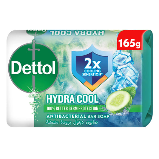 Dettol Hydra Cool Antibacterial Bar Soap, Cucumber & Icy Menthol Fragrance for Effective Germ Protection & Personal Hygiene, 165 g