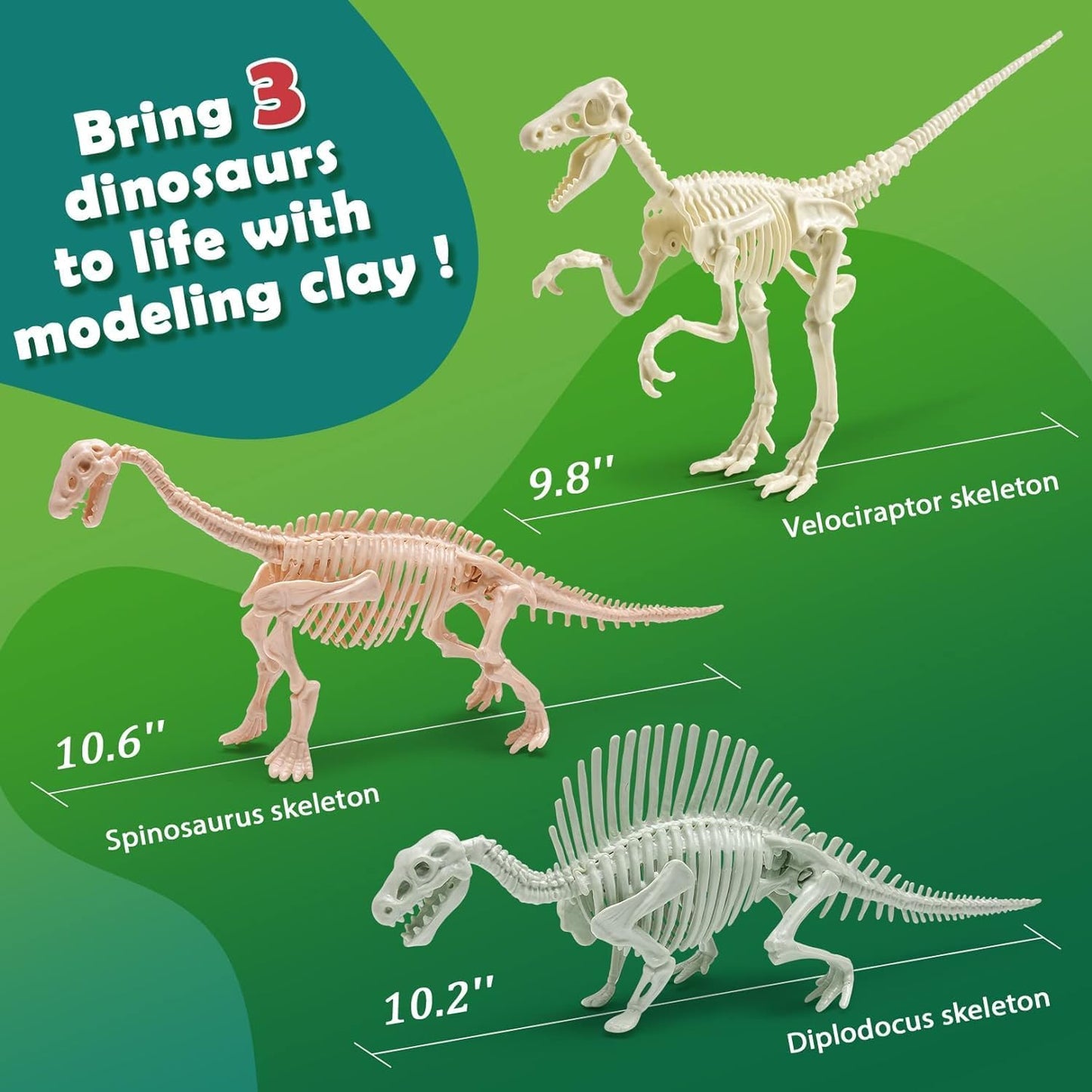 4USTORE Dinosaur Craft Kit for Kids, Make Your Own Flower Bouquet with Air Dry Clay, Arrange Clay Flowers & Create Personalized Art, Great Gifts for Girls