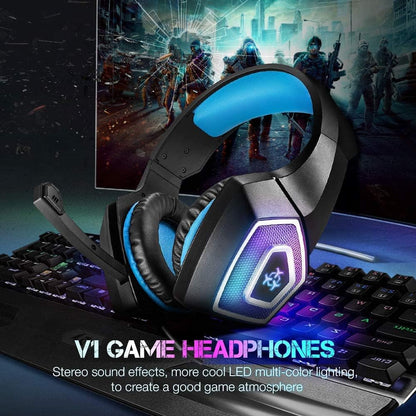 U UiiSii PC Gaming Headset with Microphone Wired Xbox Headset with mic PS4 Gaming Headphones with Microphone Gamer PS4 Headset with Mic Stereo Sound & LED Light Noise Cancelling for Switch Computer