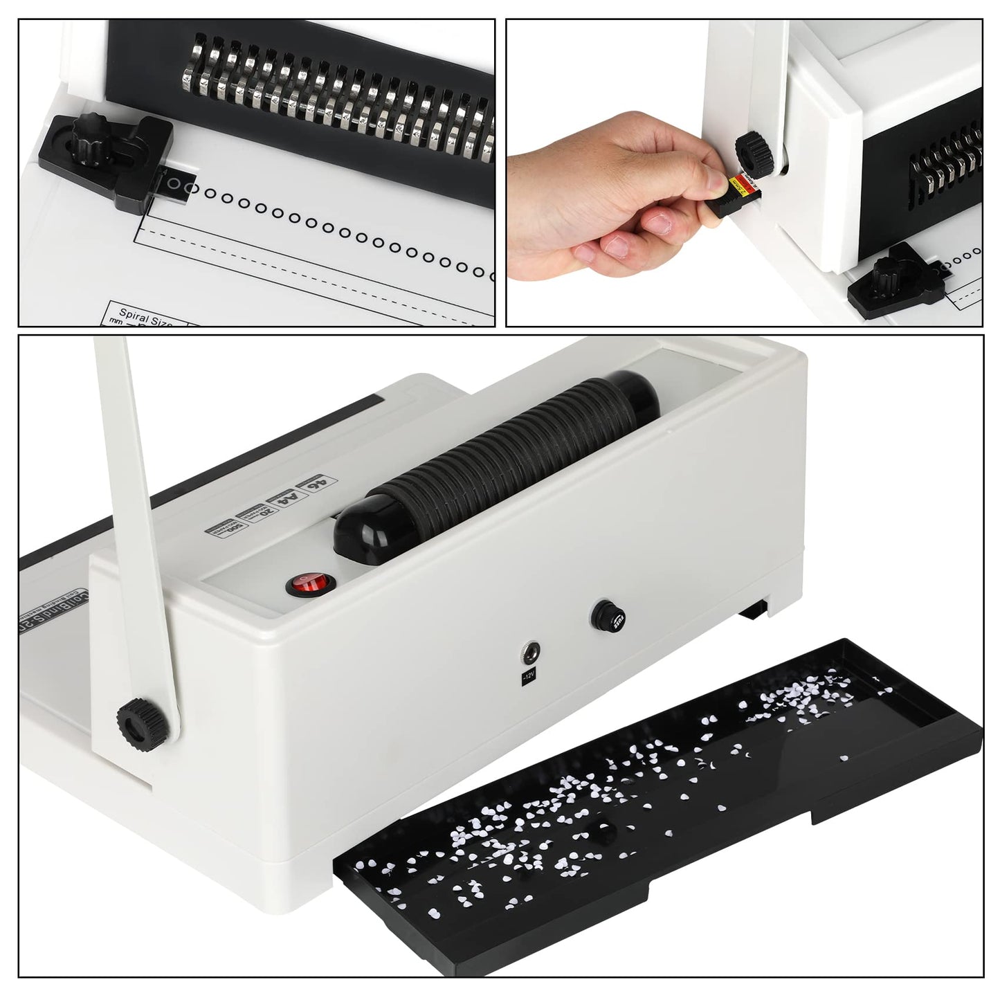 Souyou Spiral Coil Binding Machine, Binding Machine Spiral Coil Binder-20 Sheets Punch Capacity-Adjustable Margin- 46 Disengaging Pins-100 pcs 5/16'' Plastic Coil & Coil Crimper Plier-1 Year Warranty