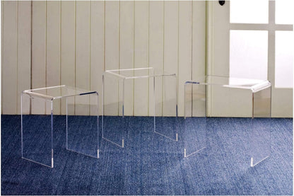 Acrylic Clear Nesting Tables, Coffee Table, End Table, Living Room Table, Adjustable Coffee Corner Table (1 set Of 3 Pcs) (40 Cm Big) (35 Cm MED) (30 Cm SML)