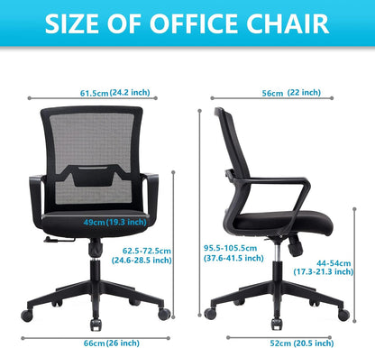 Kano.cn Desk Chair Office Chair for Home Height Adjustable Mid Back Mesh Computer Chair with Lumbar Support Mesh Swivel Computer Office Ergonomic Executive Chair