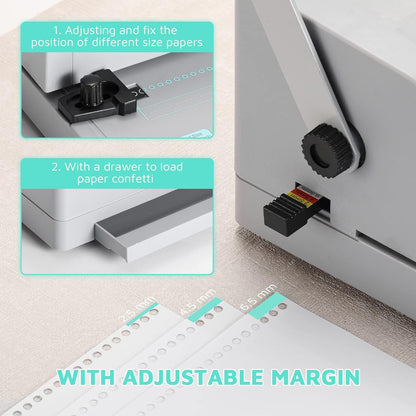 OFFNOVA Spiral Coil Binding Machine, Manual Book Round Hole Punch Book Binder with Electric Coil Inserter, Adjustable Side Margin, Including 100 x 5/16" Coils