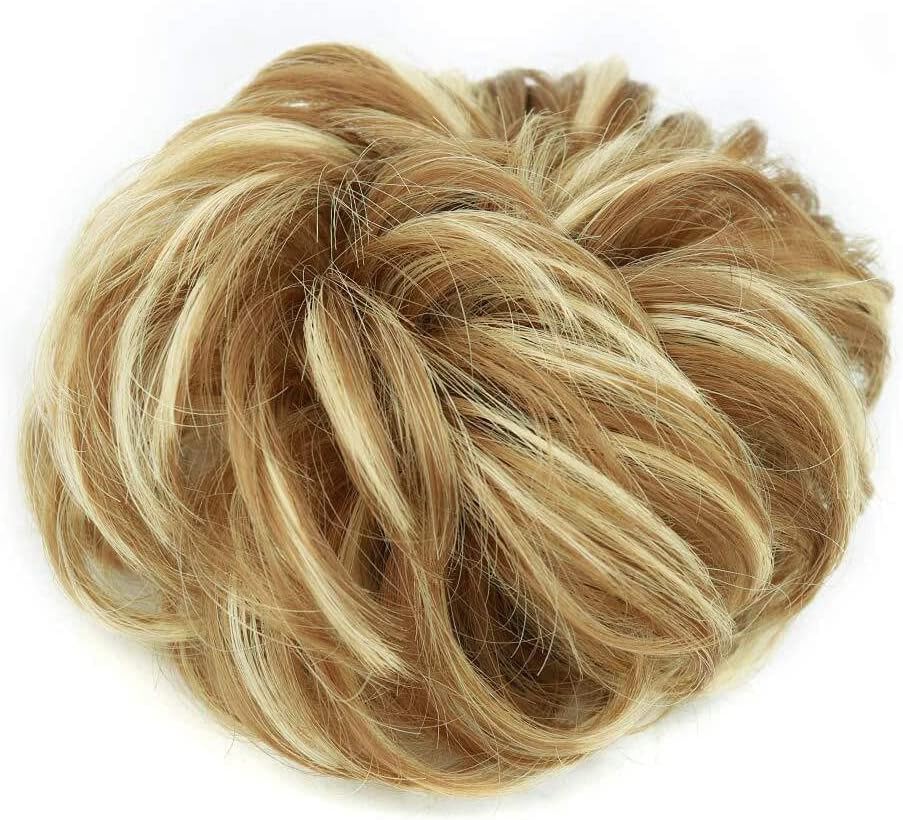 Messy Bun Scrunchie with Elastic Rubber Band, Updo Chignon Donut Ponytail Hairpiece,Ponytail Hair Extensions, Synthetic Tousled Hair for lady (#1)