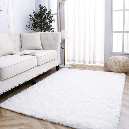 Tinyboy-hbq Area Rugs Shaggy Carpet for Living Room Bedroom Large Fluffy Carpet Modern Non-Slip Mat Multisize Rug Indoor Home Decor (Gray White, 80 x 120 cm)