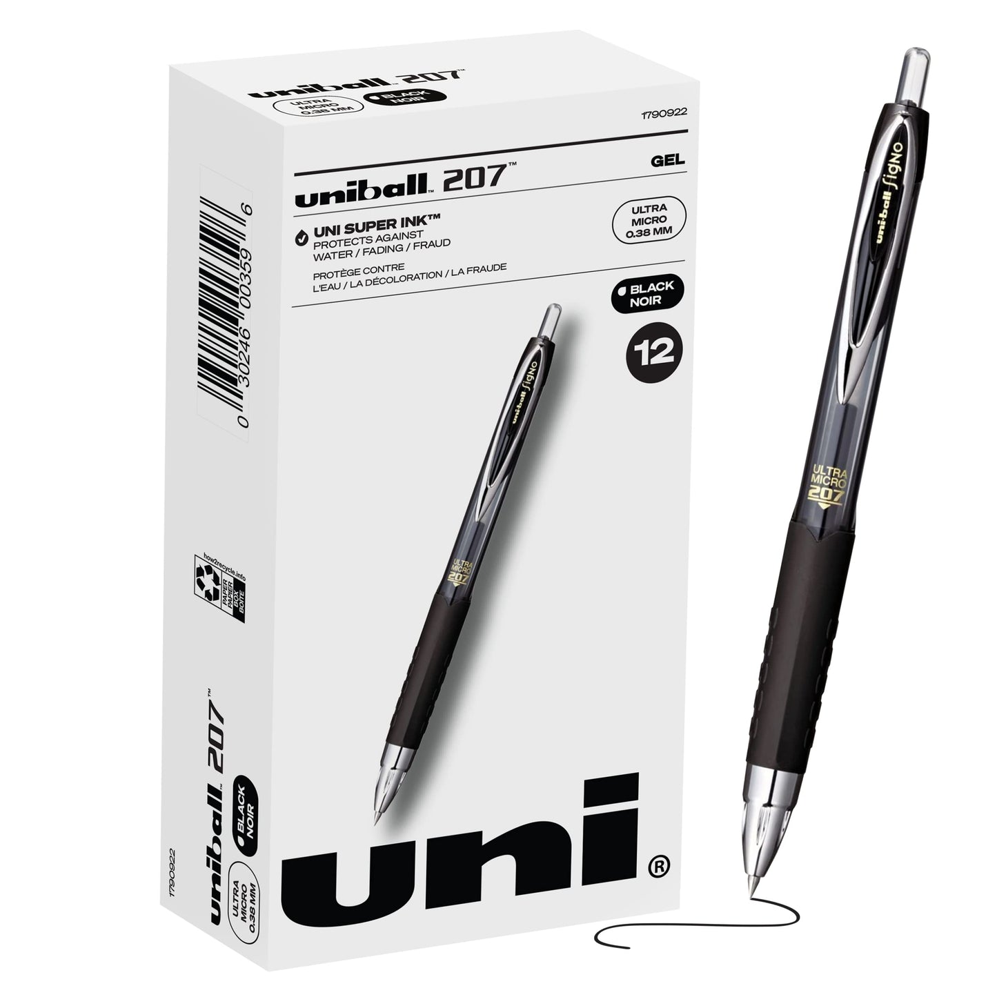 Uniball Signo 207 Gel Pen 12 Pack, 0.5mm Micro Black Pens, Gel Ink Pens | Office Supplies Sold by Uniball are Pens, Ballpoint Pen, Colored Pens, Gel Pens, Fine Point, Smooth Writing Pens