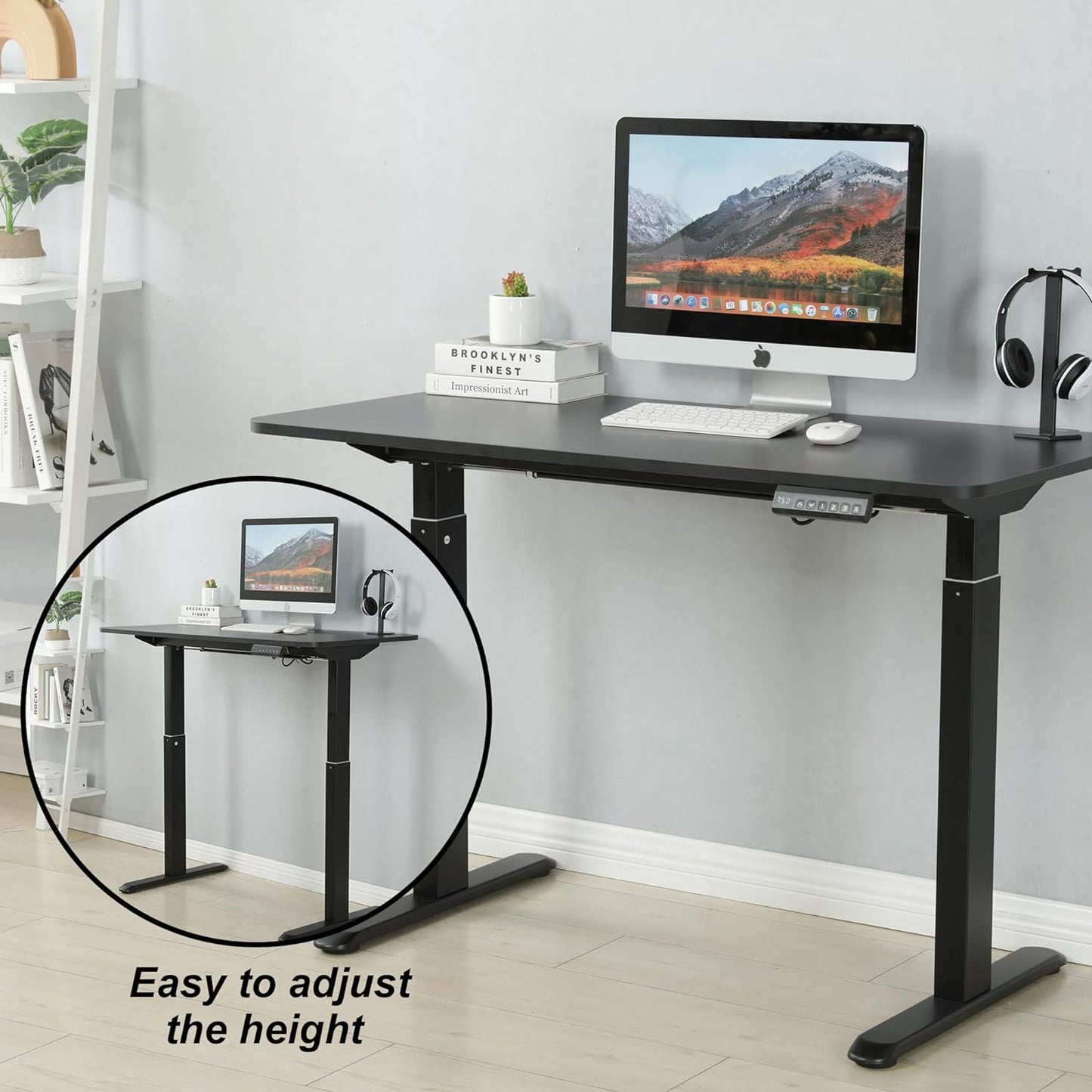 White Mulberry Motorized Height Adjustable Sit-Stand Desk | Electronic Height Adjustable | Motor & Memory Preset controller | Office, Workstation or Home Office | Black | 120 * 60*H(75-118) cm