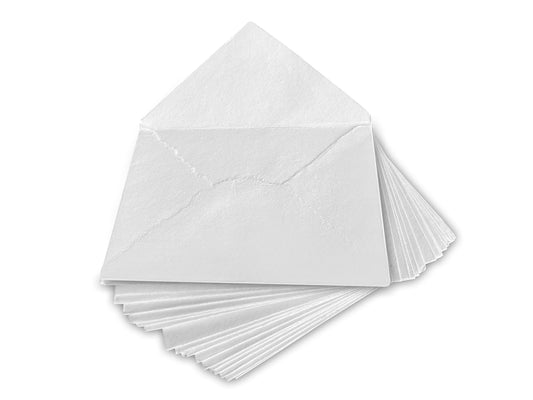 Wanderings Handmade White Deckle Edge Envelope - 4.25x6.25" Package of 25 - for Announcements, Wedding Invitations, Greeting Cards, Crafts - Thick 130 GSM