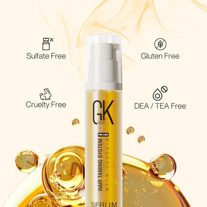 Global Keratin GKHAIR Smoothing Serum (Pack of 1/3.4 fl oz) - 100% Pure Organic Argan Oil | Hydrating Strength Shine Dry Damaged Repair Anti-Frizz Moistures Nourishment