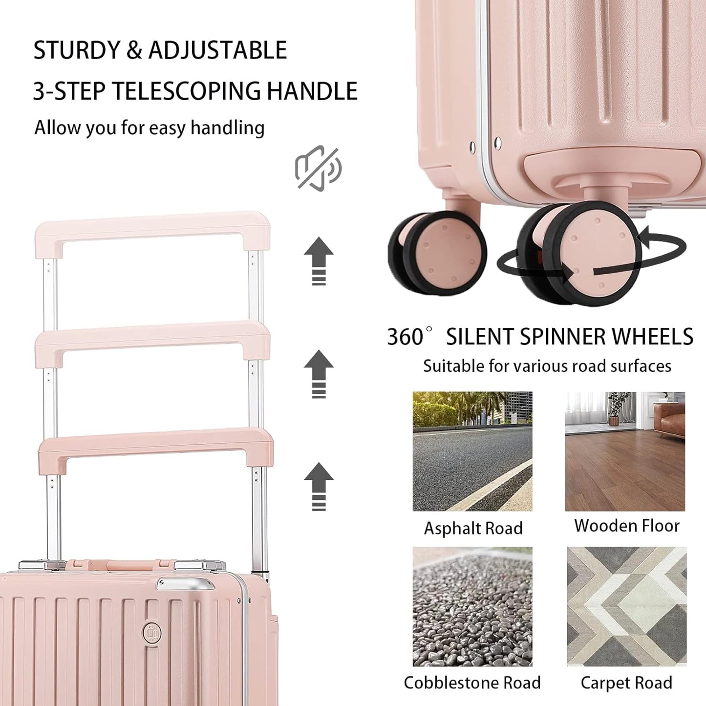 Somago Carry-On Luggage 18-Inch Hardside Spinner Lightweight Suitcase with TSA Lock, White, carry-on 18-inch, Hardside Luggage With Spinner Wheels