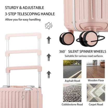 Somago Carry-On Luggage 18-Inch Hardside Spinner Lightweight Suitcase with TSA Lock, White, carry-on 18-inch, Hardside Luggage With Spinner Wheels