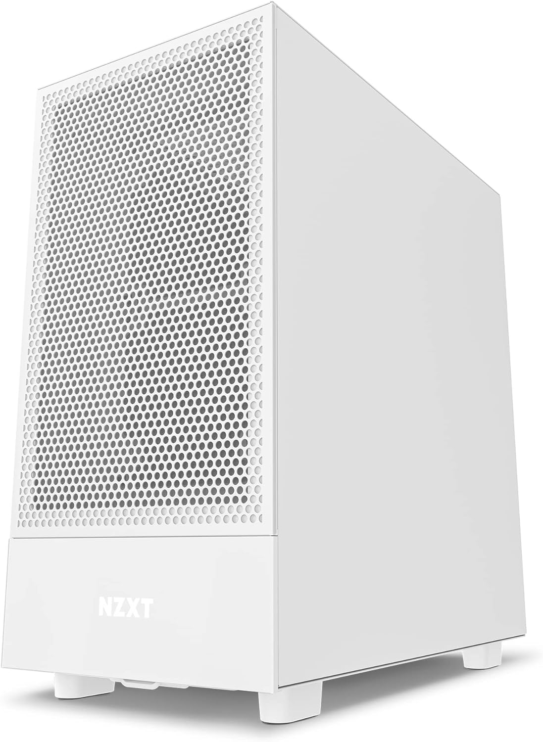 NZXT H5 Flow Compact ATX Mid-Tower PC Gaming Case – High Airflow Perforated Front Panel – Tempered Glass Side Panel – Cable Management – 2 x 120mm Fans Included – 280mm Radiator Support – White