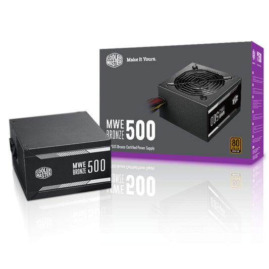 Cooler Master MWE Bronze 500 Watt 80 Plus Certified Power Supply, 3 Year Warranty - CaveHubs