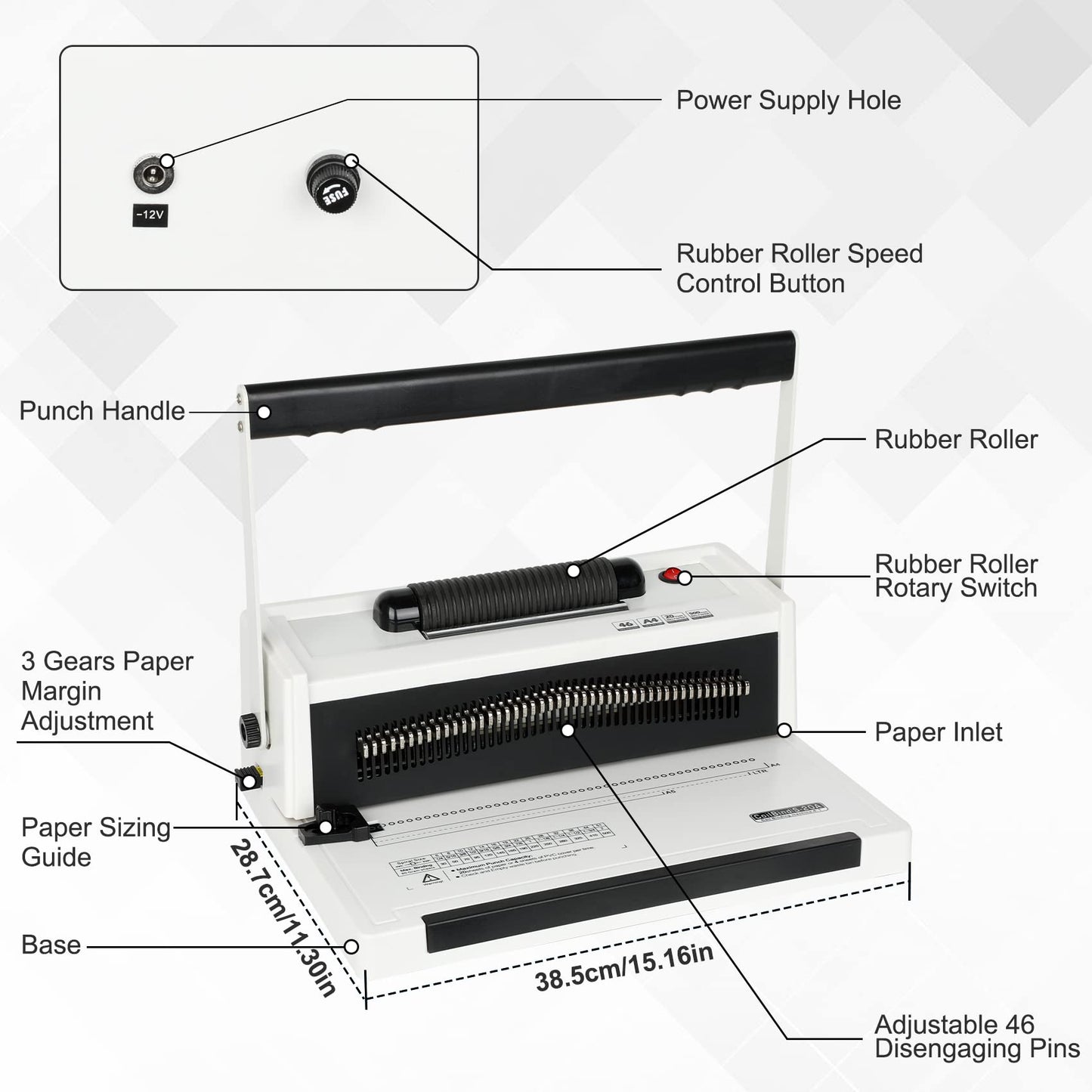 Souyou Spiral Coil Binding Machine, Binding Machine Spiral Coil Binder-20 Sheets Punch Capacity-Adjustable Margin- 46 Disengaging Pins-100 pcs 5/16'' Plastic Coil & Coil Crimper Plier-1 Year Warranty