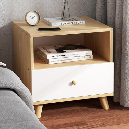 NightStand, Mid-Century Modern Bedside Tables with Storage Shelf and Drawer, Sofa Side Table for Living Room, Small Side Table, Night Stand for Bedroom (40 * 35 * 50cm)