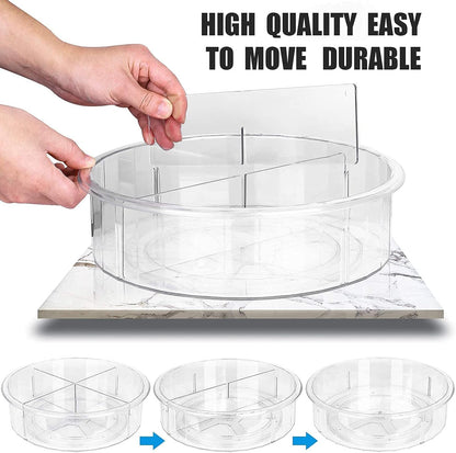 U-HOOME Lazy Susan Turntable Cabinet Organizer, U-HOOME Rotating Spice Rack Food Storage Container for Kitchen Cabinets, Pantry, Refrigerator, Countertops, Bathroom Vanity (with dividers, 1)