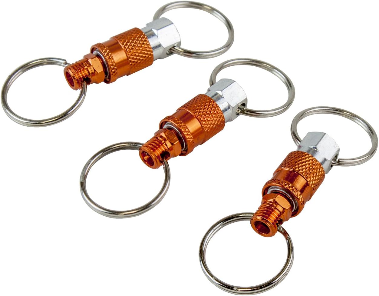 Freeman KEYQC3 Pull Apart Coupler Keychain with 2 Split Rings, 3 Pack,unisex-adult, Orange, Small