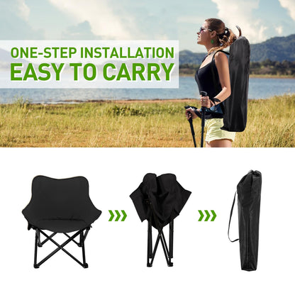 ORCHID M® Camping Chairs, Folding Chairs Foldable Backpacking Chair, Lightweight Compact Moon Shade Chair, Ultra Durable for Hiking, Beach, Lawn with Side Pockets - Ideal for Adults and Kids