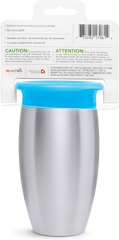 Munchkin Miracle Stainless Steel 360 Sippy Cup, Blue, 10 Ounce