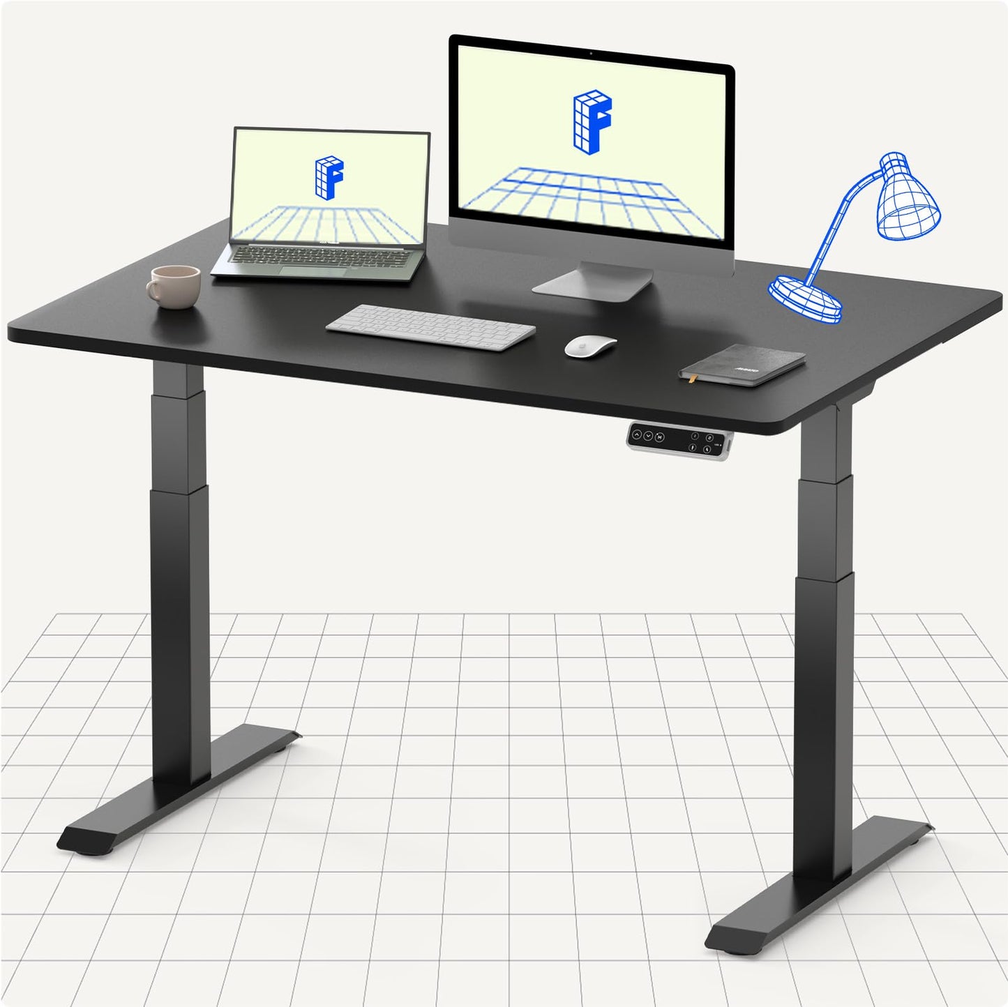 FLEXISPOT Electric Standing Desk E7, Height Adjustable Desk with Whole-Piece Bamboo Board and Dual Motor 3 Stages, 48x24 Inch, 4 Presets, Large Load Capacity Stand Up Desk Workstation Home Office