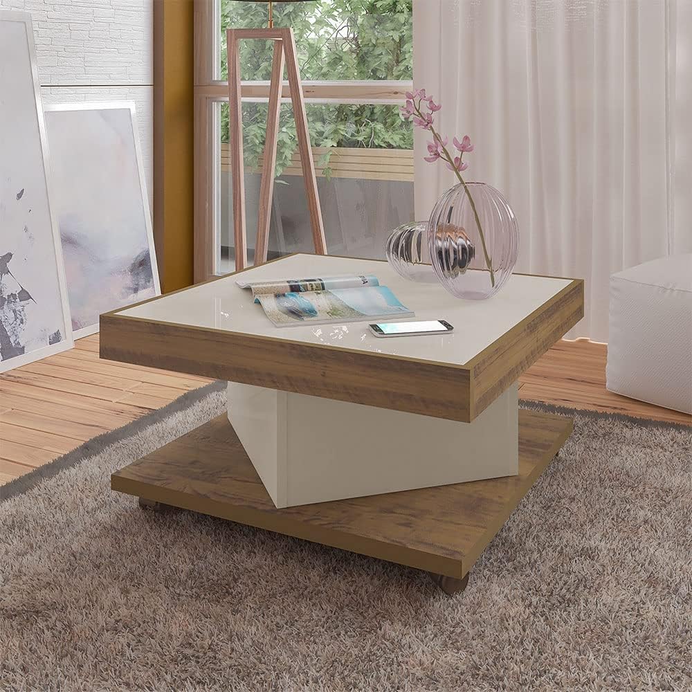 Artely Saara Coffee Table, Walnut Brown with Black - W 63 cm x D 63 cm x H 33.5 cm