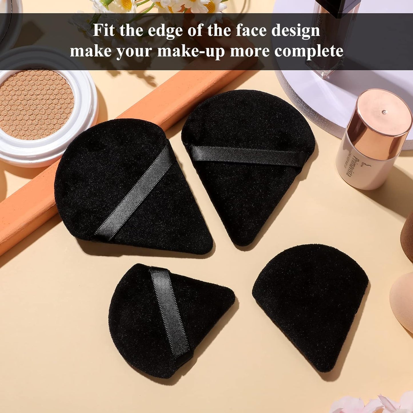 Maitys Powder Puff Face Triangle Makeup Puff for Loose Powder Soft Body Cosmetic Foundation Sponge Mineral Powder Wet Dry Makeup Tool (Black, White, Small) - 12 Count (Pack of 1)