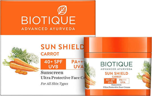 Biotique Bio Carrot 40+ SPF UVA/UVB Sunscreen Ultra Soothing Face Cream - 50g