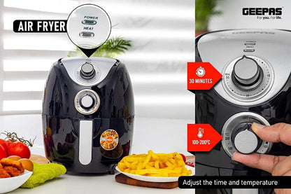 Geepas 2.5L Capacity Air fryer |1300W Air Fryer With Rapid Air Circulation System|Black"Min-1 year manufacturer warranty"-GAF37521