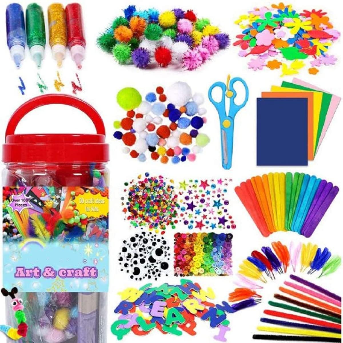 Mumoo Bear 1000PCS Arts and Crafts Supplies for Kids Toddler DIY Art Craft Kits Crafting Materials Toys Set for School Home Projects Craft Supplies