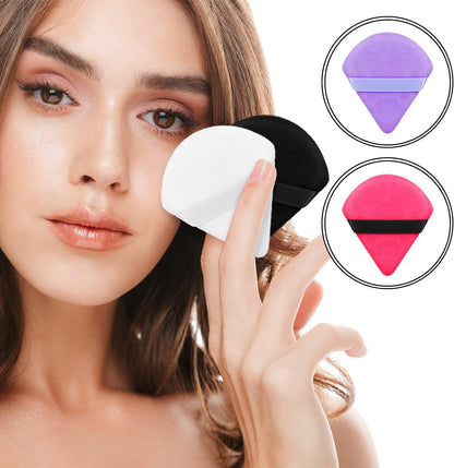 Maitys Powder Puff Face Triangle Makeup Puff for Loose Powder Soft Body Cosmetic Foundation Sponge Mineral Powder Wet Dry Makeup Tool (Black, White, Small) - 12 Count (Pack of 1)