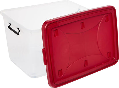 Cosmoplast 55L Clear Plastic Storage Box with Wheels & Lockable Lid Set of 6