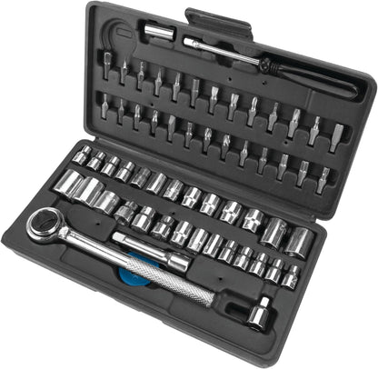 PERFORMANCE TOOL W1198 SAE/Metric 100-Piece Socket (1/4", 3/8" & 1/2" Drive) and Bit Set,Gray, 100pc & Set