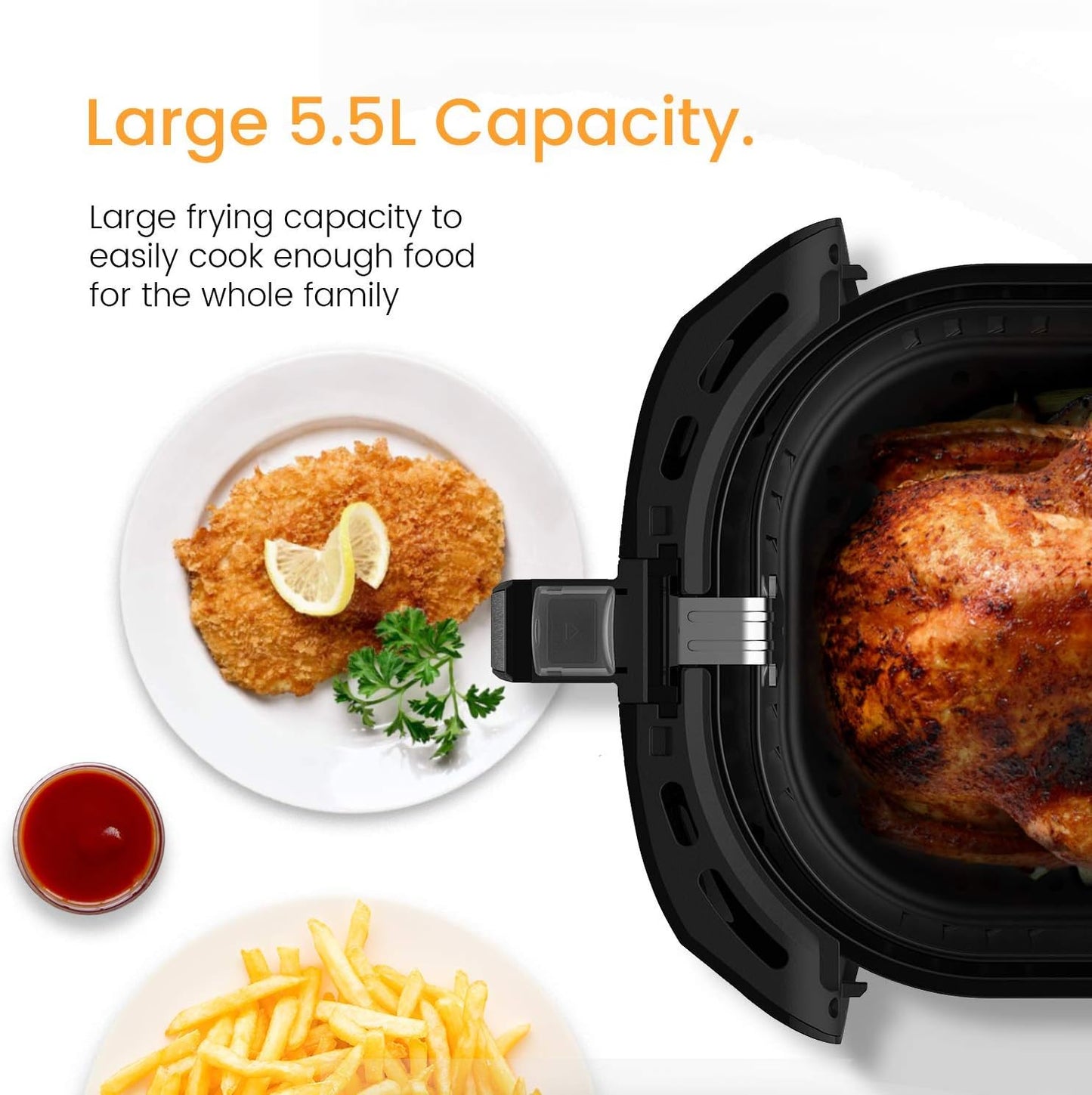 Pro Breeze Air Fryer 4.2L 1400W With Digital Display Timer And Fully Adjustable Temperature Control For Healthy Oil Free & Low Fat Cooking 4.2L Black