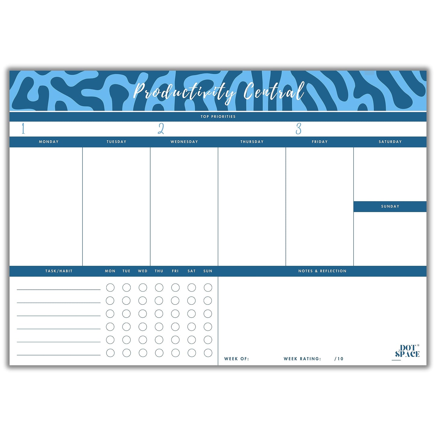 DOTSPACE Plan of Action Weekly Planner Notepad - Priorities Matrix for Brainstorming, Weekly To Do List and Notes - 40 Premium Tear Off Sheets/Weeks - Desk Planner/Organizer