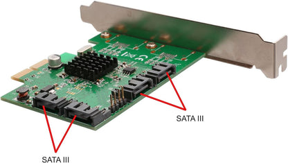 I/O Crest 4 Port SATA III PCI-e 2.0 x1 Controller Card Marvell 9215 Non-Raid with Low Profile Bracket SI-PEX40064