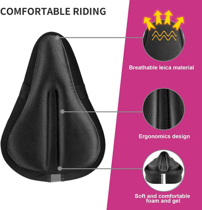 TOMDLING Kids Gel Bike Seat Cushion Cover, Breathable Memory Foam Child Bike Seat Cover, Seat Cushion for Children's Bicycle, with Water and Dust Resistant Cover, 9"x6"