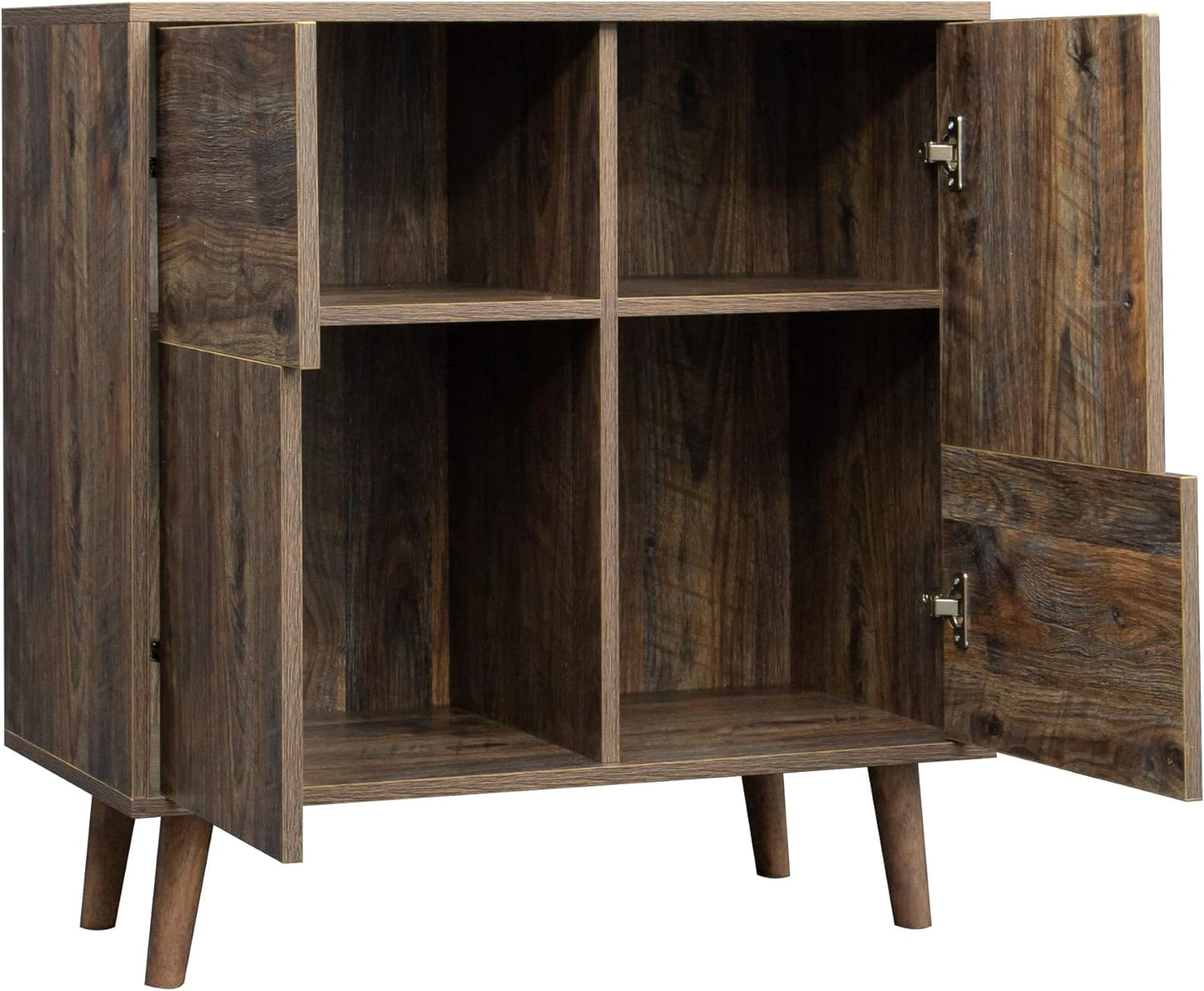 IULULU Sideboard Buffet Cabinet with Two Doors and Four Storage Spaces Cupboard Console Table for Living, Dining Room, Hallway, Kitchen, 29.92 x 15.75 x 31.1 inch, Rustic Brown