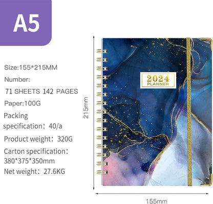 KSNOW 2024 Weekly and Monthly Planner, Runs from January 2024 to December 2024, Life Planner to Hit Your Goals & Live Happier, 12 Months Yearly Agenda Productivity for Women & Men, A5 (Blue)