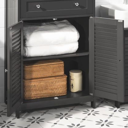 SoBuy FRG238-W Bathroom Storage Cabinet,Floor Cabinet Cupboard Sideboard with Drawer and Doors