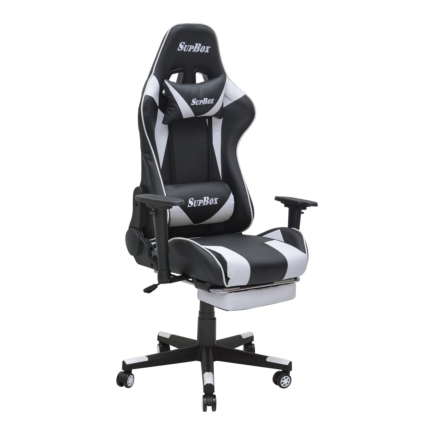 Modern design Best Executive gaming chair MH-8886-Black-white for Video Gaming Chair for Pc with fully reclining back and head rest amd footrest and soft leather (Black White)