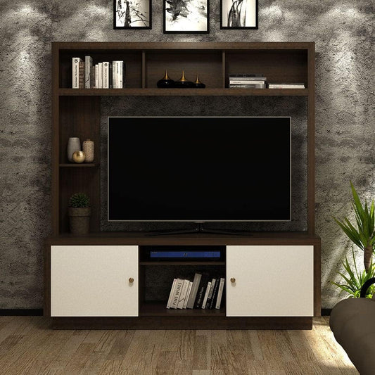 Danube Home Izan TV Cabinet For Up To 55 Inches TV I Entertainment Modern Design Wall Unit Furniture I Wooden TV Stand For Living Room, Bedroom | TV Rack L170xW40xH180 cm - Rustic/White