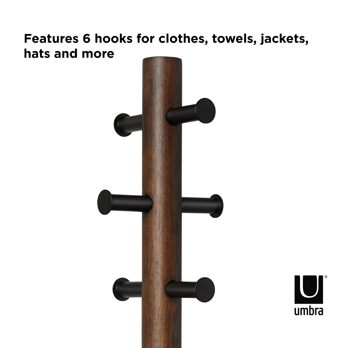 Umbra Coat Hooks, Black/Walnut, Normal