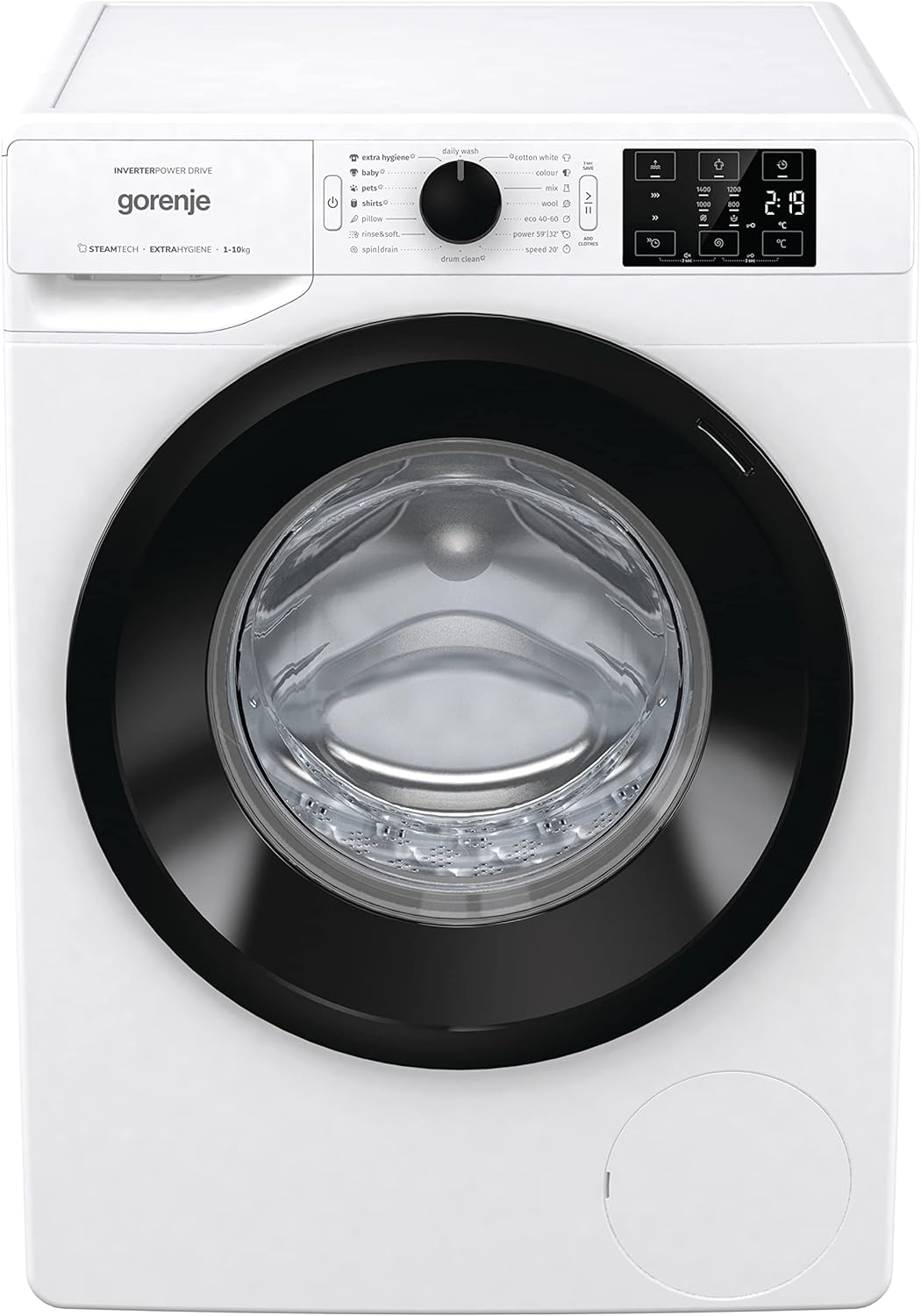 Gorenje WNEI14BS 10 Kg Fully Automatic Front Load Washing Machine, 16 Programs, Energy and Water Efficient, Stain Removal System, 1400 RPM, White, 1 Year Warranty