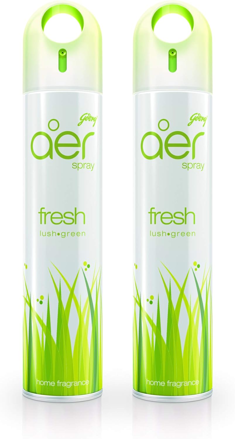 Godrej aer Spray, Home and Office Air Freshener - Fresh Lush Green, 300 ml (Pack of 2)