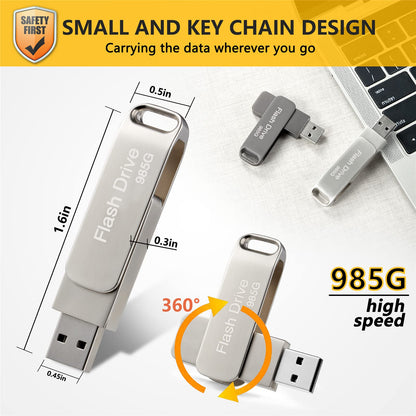 USB Flash Drive 985GB, Photo Stick Memory External Data Storage Thumb Drive Compatible with Phone, Pad, Android, PC and More Devices